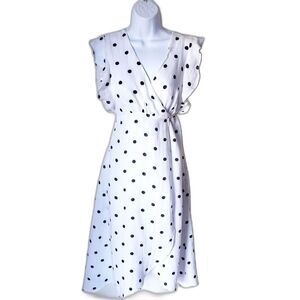 Polka Dot Crossover Wrap Dress